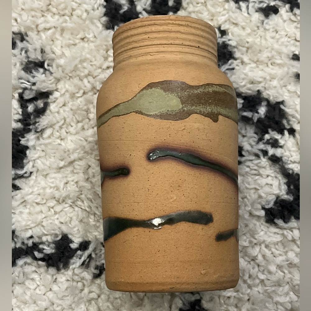 Vintage Alfadom Stoneware drip glaze pottery vase